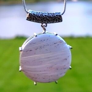 Scolecite Pendant in 925 Sterling Silver Overlay